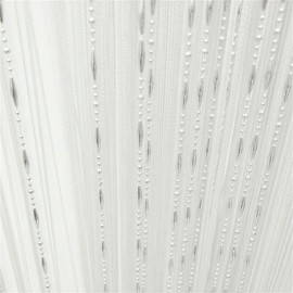 Zomanon 1m x2m Beaded String Curtain With Rod Processing Window Door Beauty Decorative Panel Room Divider Fly Screen Blind Tassel (White)