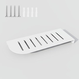 Shower Caddy Hanging, Corner Shelf Bathroom Shelves, Shower Shelf for Tiled Wall, Matte Floating Shelves for Wall, Storage Rack Stainless Steel White 12x5 inch(30x12cm)