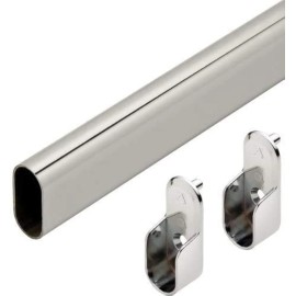 Closet Rods Polished Chrome 48 Inch Oval Wardrobe Closet Rod With End Supports And Screws