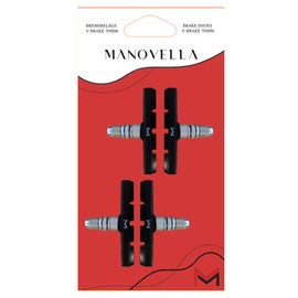 Manovella V-brake pads, 2 pairs, 70 mm, symmetrical, high braking performance, bicycle brake pads for bicycle, brake pads, bicycle brake shoes
