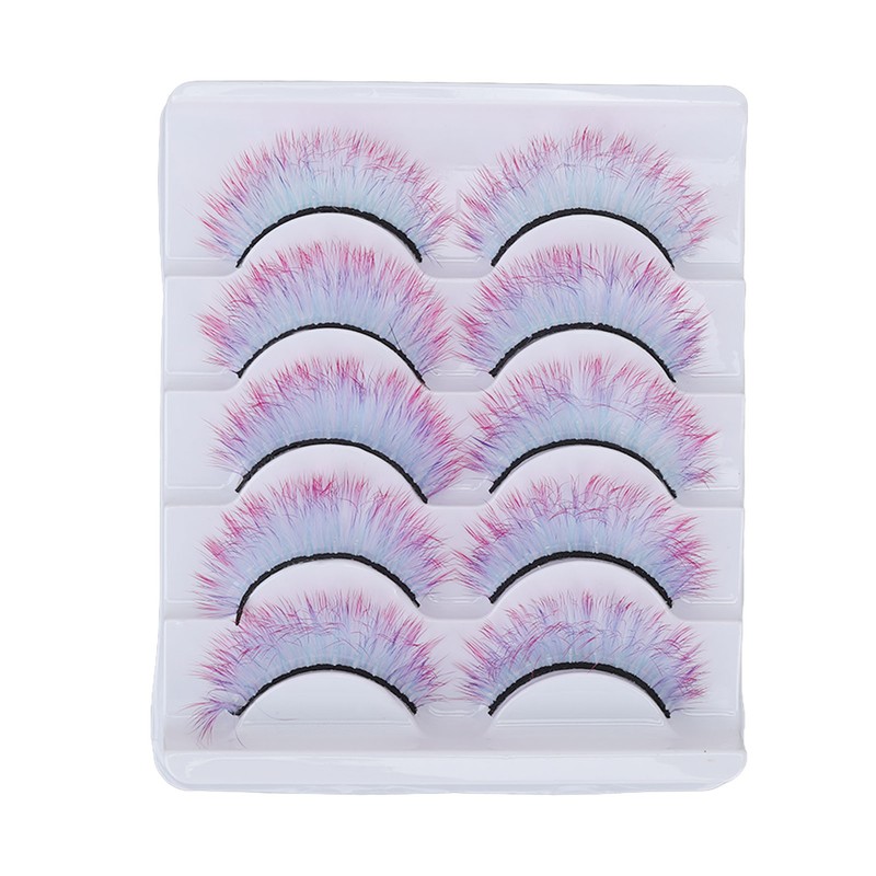 5pcs Colorful Eyelashes Dramatic Gradient Color False Eyelashes Fluffy 3D