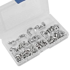 BGTXINGI Pack of 105 Wing Nuts 6 Types 304 Stainless Steel M3, 105 Pieces M4 M5 M6 M8 M10 Butterfly Wing Nuts Non-Slip Anti-Loose Assortment Kit