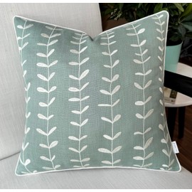 VAGMINE Embroidered Lollipop Cushion Cover - 20x20 Inches Square - 100% Cotton Light Teal Throw Pillow Case - Minimalist Chic Design - Luxury Home Accent for Sofa, Couch, Bed, Office