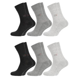 OCERA 6 Pairs of Wellness Health Socks with Terry Cloth Sole for Men and Women, Seamless Lace, Vein-friendly Comfort Waistband: Maximum Wellbeing for Your Feet, 6 pairs of grey (crew socks), 39 - 42