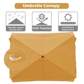 Yescom 10x6.5ft Replacement Umbrella Canopy with Tippet Top Hanging Cover for Garden Patio Yard Market Beach Pool Table