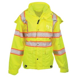 J. J. Keller & Associates, Inc. Women's High Visibility Removable Fleece-Lined Parka Jacket, Type R Class 3, Small, SAFEGEAR