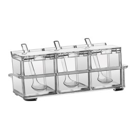 ABOOFAN 1Set Transparent Seasoning Jar Kit Compartment Spice Container Set with Spoon Kitchen Supplies for Salt Sugar and Spices Convenient and Space Saving Design