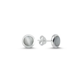 Cassini Women's Stud Earrings, Round Earrings in Mother of Pearl, Made of 925 Silver, High Quality and Durability 3OAA, Sterling Silver