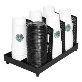 Coffee Cup Holder,Cup and Lid Dispenser with Stand,Disposable Cups Organizer,6 Slots,for Coffee Station,Bar,Office,Home,Restaurant,Breakroom,Countertop