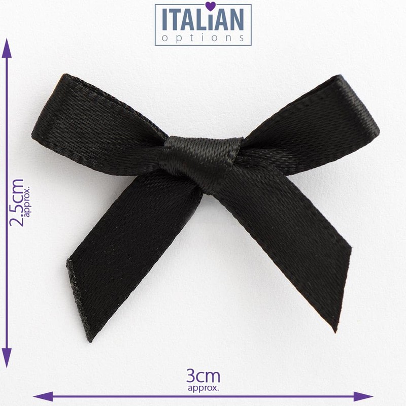 Italian Options Satin Craft Bows 100-Piece Pack, 3 cm Bow