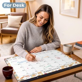 CRANBURY Large 22x17 Desk Calendar 2025-2026, Use Now to Dec 2026 as Big Deskpad Calendar or Extra Large Hanging Wall Planner, Colorful Seasonal Designs, Includes Stickers