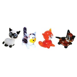 Looking Glass Set of Cats Miniature Collectible, Pack of 4