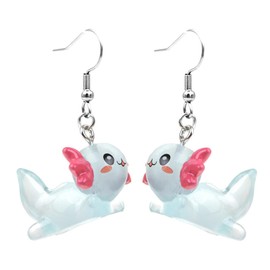 Kawaii Axolotl Earrings for Women, Adorable Pink Earrings, Cartoon Resin Axolotl Earrings Jewelry for Women - Light