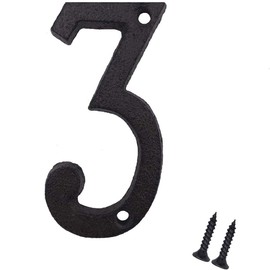 Suithink 3 Inch Black Metal Digital Arabic Numbers Cast Iron House Sign Door Plate DIY Address Numbers for Cafe Wall Courtyard Decor Creative Address Door Numbers with Fixing Screws (3)