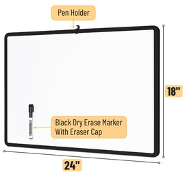 Mr. Pen- Dry Erase Board, 18” x 24” with a Black Marker, Black Frame, Dry Erase Board for Wall, Magnetic Whiteboard for Wall, Dry Erase Boards, Whiteboards, Magnetic White Board