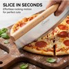 12 Inch Stainless Steel Pizza Cutter Rocker Blade, Rubberwood Handle