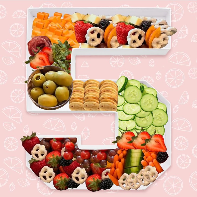 ANNJINT 14inch Cardboard Number Fillable Shaped Charcuterie Board Tray Decorative