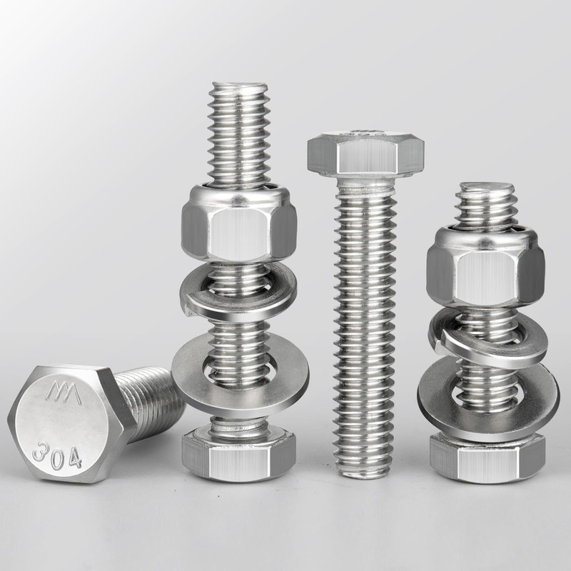 BNUOK (4 Sets) 3/8-16 x 3 Hex Head Screw Bolt,Lock