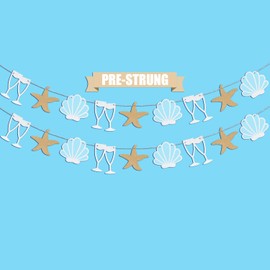 Last Toast On The Coast Banner - Fufuddz Beach Bachelorette Party Decorations Glitter Coastal Cowgirl Bach Nautical Bridal Shower Decor Last Splash Champagne Starfish Seashell Garland [Pre-Strung]