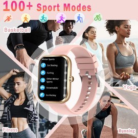 Smart Watch (Dial/Call) Fashion Smartwatch for Women1.96 HD Touch Screen Fitness Tracker Heart Rate Sleep Monitoring Waterproof Watch(with 2 Straps),Sport Watch for Android iOS Phones,58 Rose Gold