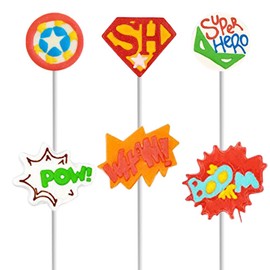 Fruidles Fun Superhero Lollipops 24-Pack Mixed Fruit Flavorsuckers Perfect Superhero Party Favors for Your Super Hero Party Assorted Variety
