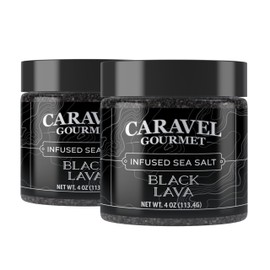 Black Lava Salt, All-Natural Sea Salt Infused with Activated Charcoal - 4 oz. Jar (2-Pack)