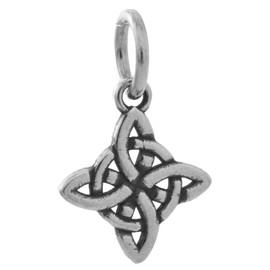 Sterling Silver Teeny TINY Witch's Knot - Double Sided, VERY SMALL - (Charm Only or Necklace)