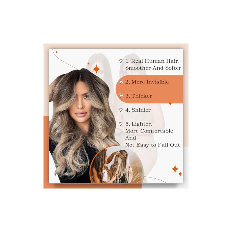 Shine Extensiones de Cabello Remy Cinta de Cabello Humano Real