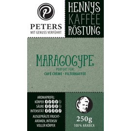 Peters Mit Genuss verführt | Henny's Roasting Maragogype | Talking Coffee AR | Augmented Reality App | Whole Beans | Coffee Beans | Ideal for Fully Automatic Machines | Arabica | With Caffeine | 250 g