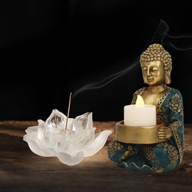 TOLATR Zen Meditation Buddha Statue Candle Holder Spiritual Room Decor Buddha Sculpture Home Decor