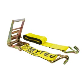 Mytee Products Ratchet Tie-Down Straps with Wire Hook, 4" x 30' Yellow Ratchet Strap | 16,200 Lbs Breaking Strength | Heavy Duty TieDown Ratchet Straps for Flatbed, Truck, Trailers Pickup