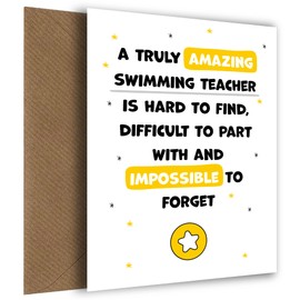Swimming Teacher Thank You Card - Impossible to Forget - Appreciation Card for Swimming Teacher to Express Thanks to Him or Her - Leaving, Retirement