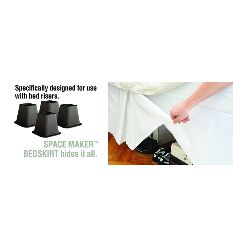 Spacemaker Extra-Long 21" Drop Length Bed Skirt, King, White