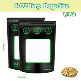 1/4 LB Storage Terp Bag 58%-62% RH 2-Way Humidity Control Bags for Curing & Storage Resealable Standup 4 oz Humidity Bags (20)