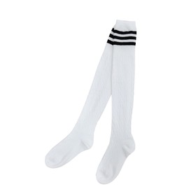 Delsol 8081 WH Lined, Cable Pattern, Knee High Socks, White, Golf Wear, Women's, white