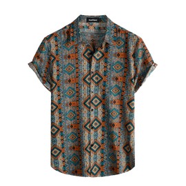 VATPAVE Mens Casual Hawaiian Floral Shirts Short Sleeve Button Down Tropical Shirts Beach Summer Shirts Large Orange