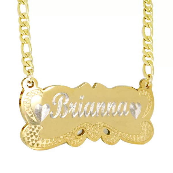 Tina&Co Personalize 18k Gold Plated Custom any Name Plate Engraving