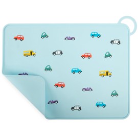 Silicone Placemat - Kids Placemats for Dining Table - Placemats for Kids with Ridged Edges, Non-Slip Grip Kids Placemat, Car Design - by Fire Rooster Kids