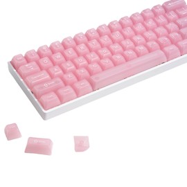 Pink Jelly keycaps, Transparent keycap 60 65 75 100%, MDA Profile, Transparent Pink Cute Custom keycaps, Suitable for MX, Gatateron Switch Mechanical Keyboard