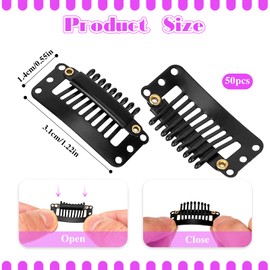 Mozeat Lens 50pack Wig Clips Snap Rubber 9 Teeth Comfortable to Sew in Secure Combs Hair Clipsfor Wigs Clip on for Women Small Pins Extensions & Accessories