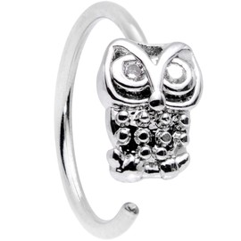 Body Candy Womens 20G 316L Steel Clear Accent Owl Nose Ring 8mm Nose Hoop Ring Circular Nose Ring 5/16"
