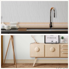 Wallpaper Border Peel and Stick Wall Border, 3D Rose Floral Molding Royal Crown Wall Border Wood Grain Tiles Decor Sticker Easy to Apply for Bathroom Kitchen Decor 4.2''×16.5ft (Light Yellow)