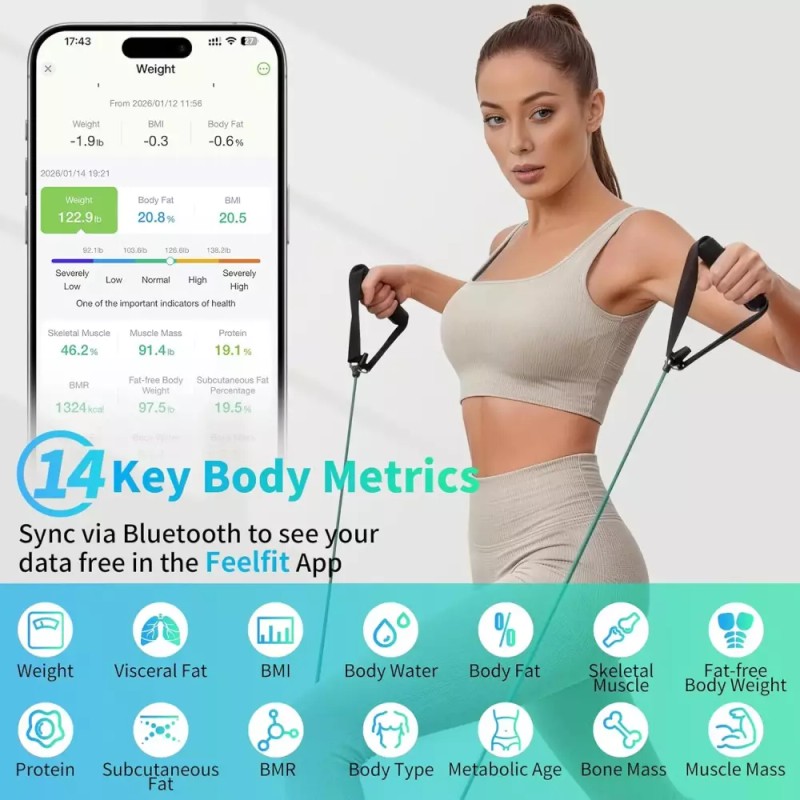 Rophila 체중을 위한 로필라 스마트 체중계 BMI 체지방 근육량을 갖춘