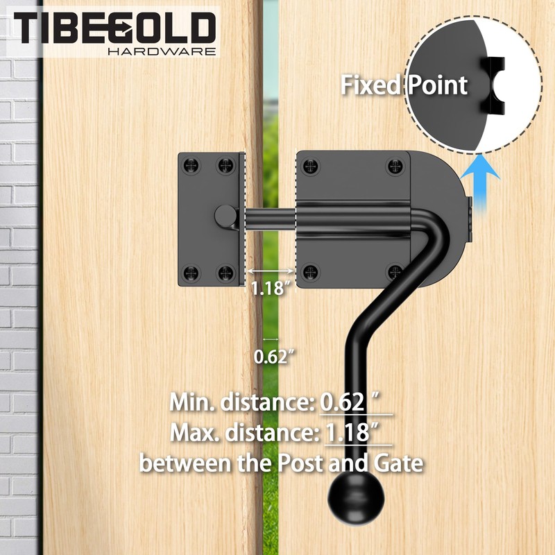 TIBEGOLD Slide Bolt Gate Latch, Heavy Duty Door Latch Hook