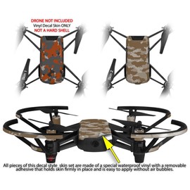 Skin Decal Wrap 2 Pack Compatible with DJI Ryze Tello WraptorCamo Old School Camouflage Camo Orange Burnt Drone NOT Included