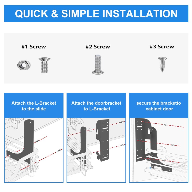 Demimy Cabinet Door Mount Kit for Pull-Out Trash Cans, Organizers