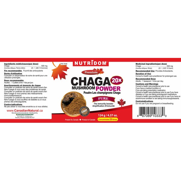 NUTRIDOM Chaga 20X Powder 124g / 4.37 oz
