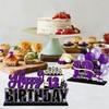 LINGTEER Happy 13th Birthday Purple Acrylic Table Topper Centerpieces Set