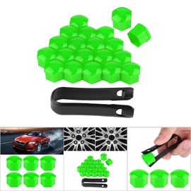 Wheel Nut Bolt, Wheel Nut Bolt Cover, Car Hub Covers, 20 Pieces/Set 19 mm Car Wheel Nut Caps, Car Hub Screw Cover, Outer Protection (Green)