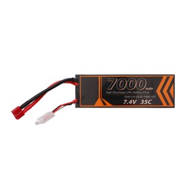 7000mAh Lipo Battery 35C Discharge Rate 7.4V 2S2P T Shape Red Plug RC Battery Power for RC Helicopter Car